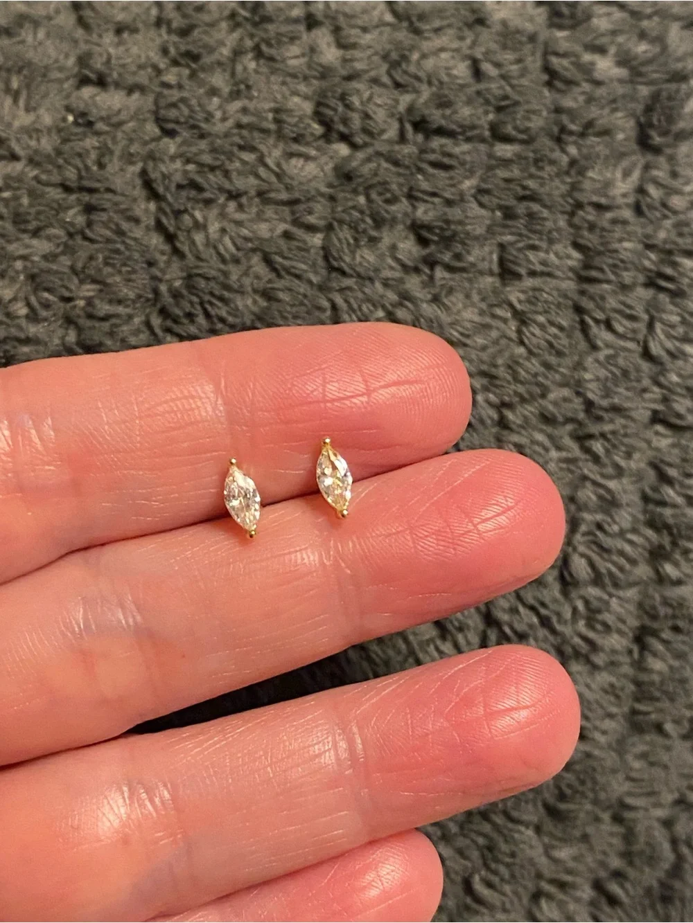 Gold Marquise Cubic Zirconia Stud Earrings - Elegant Women Jewelry